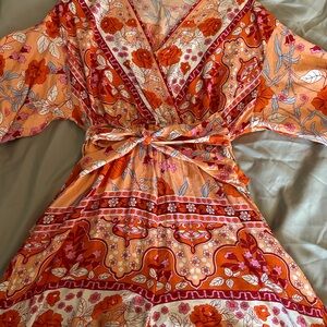Cupshe Floral Orange and Red Jumpsuit